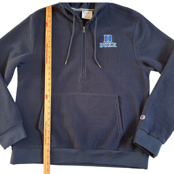 Duke University Champion Sherpa 1/2 Zip Pullover Hoodie Blue Devils Large EUC - Picture 10 of 10